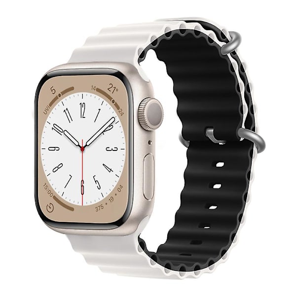 Ocean Armbånd Til Apple Watch Band 44mm 40mm 45mm 41mm 49mm 42mm 38mm Smartwatch Silikone Strap Iwatch Ultra Series 7 6 3 Se 8 42 44 45 49mm black-white