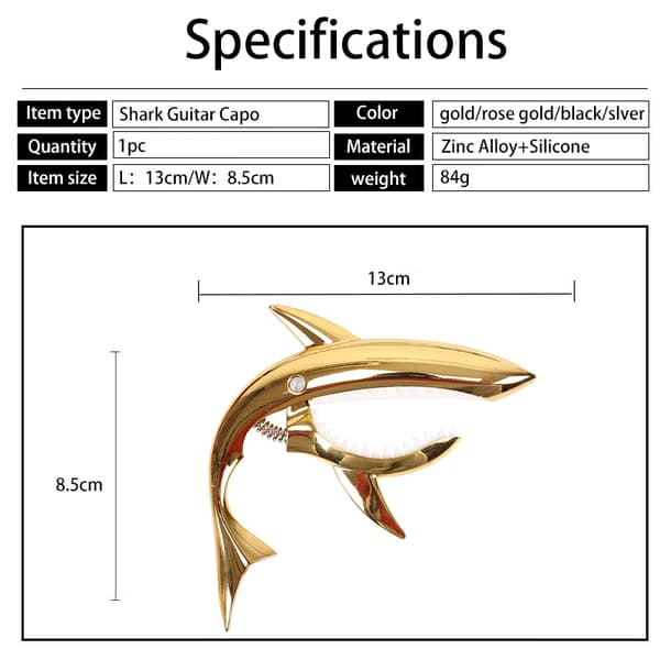 Gitarr Capo Shark Akustisk stämmare Gitarrtillbehör Snabbbytesklämma Elgitarr Shark Capo Musikinstrument Acousti gold