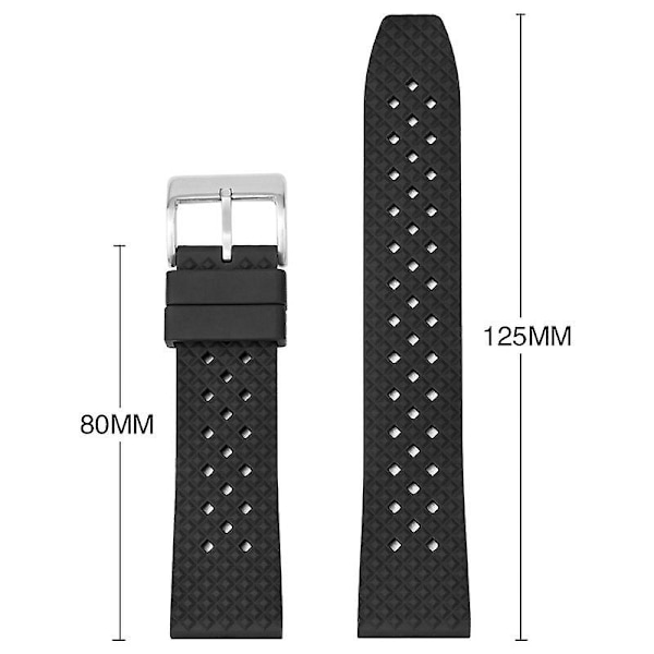 Til Huawei Watch GT 3 42mm/ GT 3 Pro 43mm Urrem 20mm Fluorubber Håndledsrem Black Silver Buckle