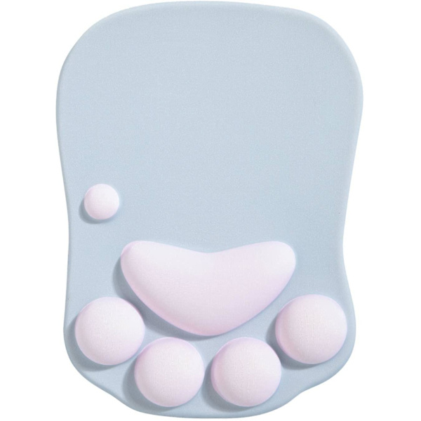 Cat Paw musmatta, ergonomisk musmatta, musmatta med handledsstöd, silikongel musmatta, söt musmatta, grå och rosa