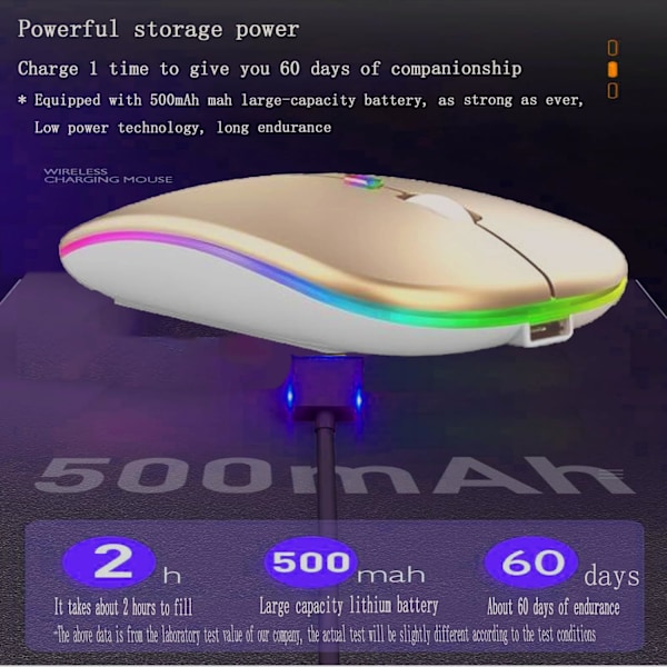 LED Dual Mode Genopladelig Støjsvag Ultratynd Laptop Mus med BT5.2 USB-modtager (2 stk. Guld)