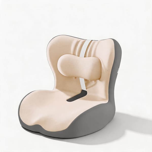 2-i-1 Rygg- och Sittdyna med Svankstöd, Integrerad L-formad Memory Foam (Beige)