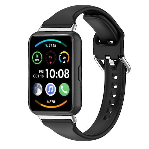 Silikonarmband för Huawei Watch Fit 2, snabbfrigörande sportarmband, ersättningsarmband Black, Black F Huawei Watch Fit 2