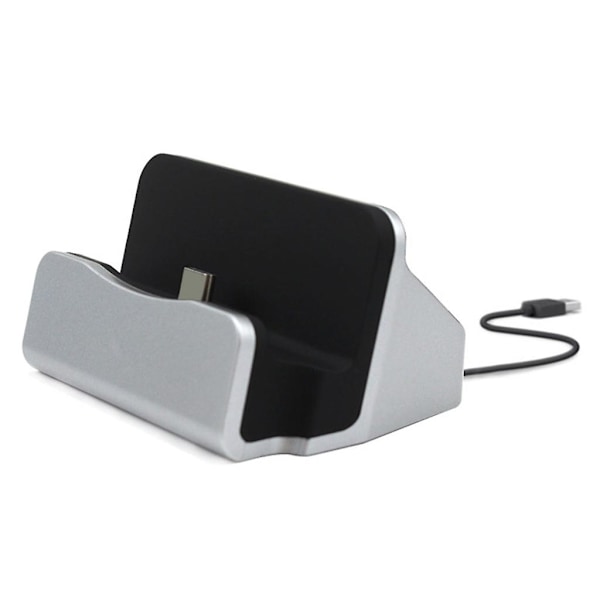 Type-c hurtigopladningsdockstation Desktop Usb C 3.1 Docking-oplader med kabel til Huawei P9 Plus til Smart Cell Phone Silver