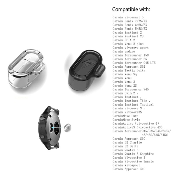 Cap Silikondammplugg för Forerunner245 935 945 Vivoactive 3 4 Transparent