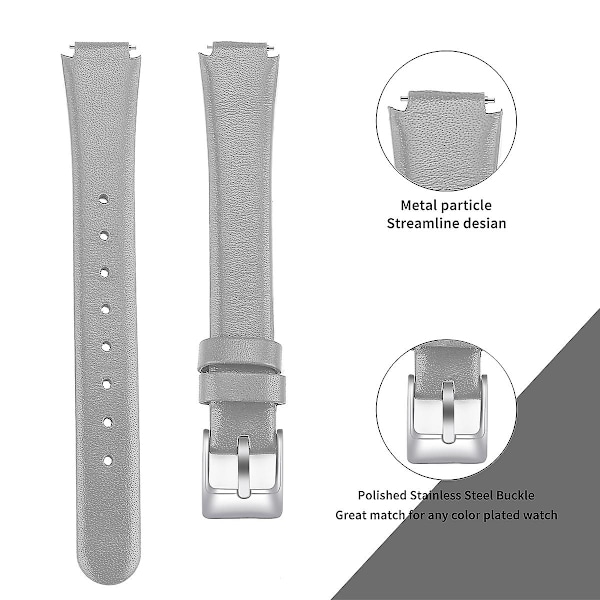 For Fitbit Inspire / Inspire HR älykellohihna, ylin kerros naudannahkaa, rannehihna, koko L-6,7-8,1 tuumaa Light Grey