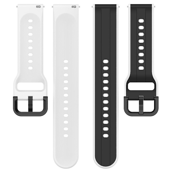 Til Samsung Galaxy Watch Active2 44mm 40mm Sport Remme Dobbelt 20mm Silikone Udskiftningsrem Black White C Samsung Galaxy Watch A