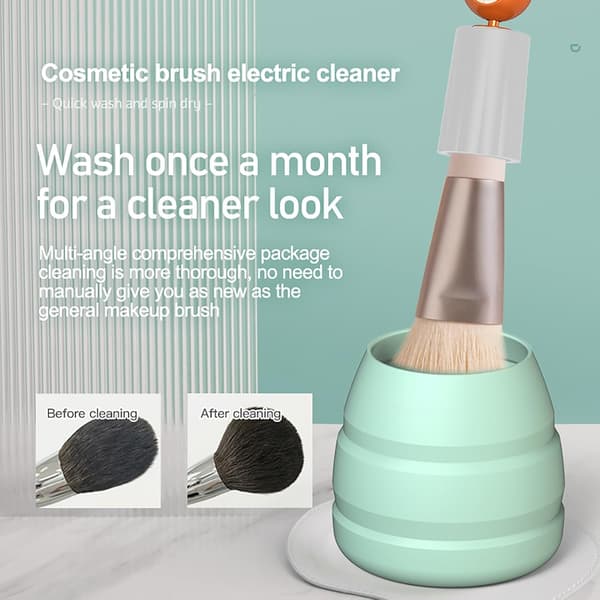 Elektrisk makeupbørsterenser, USB automatisk hurtigspindende makeupbørsterens (Orange)