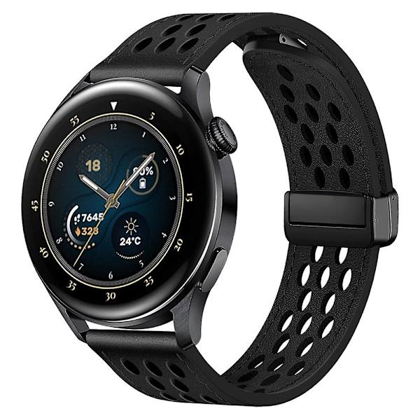 Til Huawei Watch GT 3 42mm/ GT 3 Pro 20mm PU Læderrem Huller Design Urrem Black
