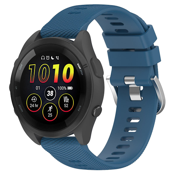 For Garmin Forerunner 265 Silikonurrem 22mm Tverrstripete Myk Sport Erstatningsurrem Dark Blue