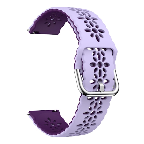 Til Garmin Vivomove 3s / Samsung Gear Sport / Huawei Watch Gt 2 42mm Silikone Urrem 20mm Blomster Hul Dobbelt Farve Urrem Purple  Dark Purple