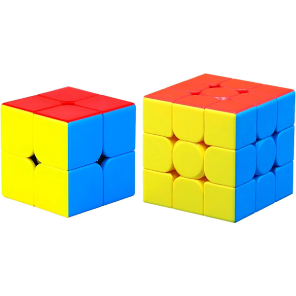 Hastighetstärning 3X3X3 Stickerless, Snabb Smidig Vridning Levande Färg 3D Pussel Hjärna Leksak Stickless Set-2+3