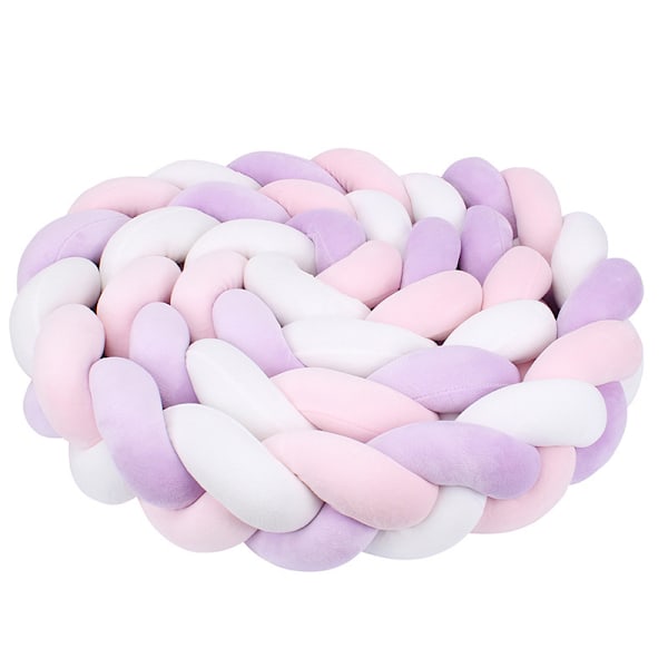 Babysengpute, Håndlaget Myk Flettet 3-trådspute (Rosa og Hvit og Lilla, 3M)