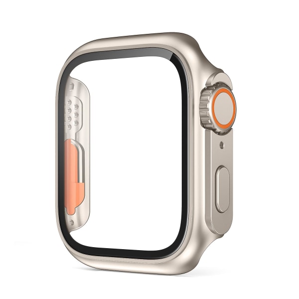 Skyddsskal av härdat glas för Apple Watch 8 7 45 mm 41 mm Anti-dropp anti-scratch watch för Iwatch 6 5 4 Se 44 ​​mm 40 mm 41mm Titanium color