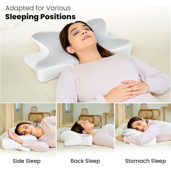 Butterfly Memory Foam Ortopædisk Pude, Nakkehovedstøtte Effektiv mod Søvnforstyrrelser (Grå) Gray