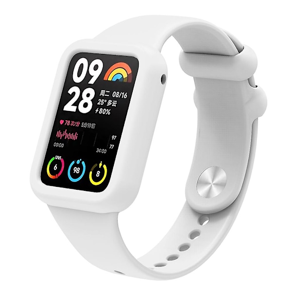 Blød silikoneetui til Xiaomi Smart Band 8 Pro, stødsikkert smartwatch-rammecover White