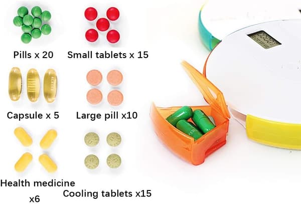 7 dagars pillerboxlarm, DIY digital liten fickpillerförvaringsbox timer (mörkblå)