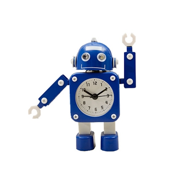 Kreativa barn Tecknad Robot Väckarklockor Student Personlig Stum Metall Tillverkning Bord Väckarklockor Barn Julklapp white
