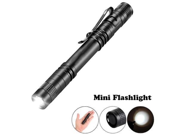 Mini Lommelygte Stærkt Lys, LED, Pen Clip (Sort)