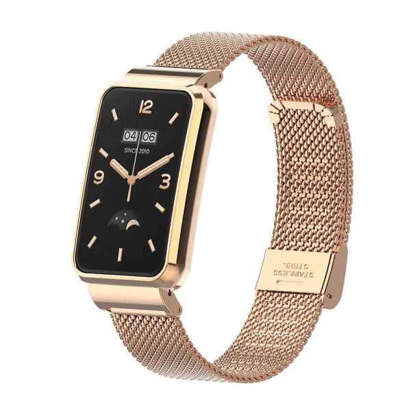 Milanese stropp+veske for Xiaomi Mi Band 7 Pro rustfritt stål Pustende armbånd erstatning håndleddsstropp for Mi Band 7 Pro belte Rose gold