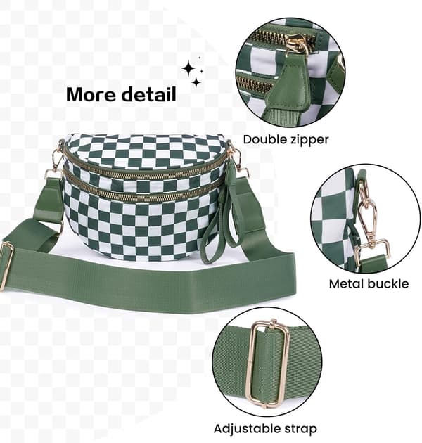 Crossbody Bum Bag, justerbare brede stropper (leopardmønster)