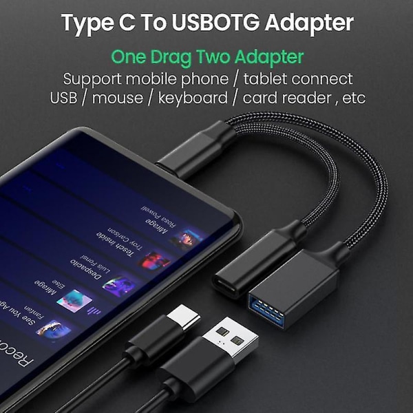 Usb C Otg ladeadapter 10w Pd-lader 2 i 1 Type-c hann til usb2.0 hunn Otg-kontakt Mobiltelefonadaptere for Macbook Pro 05 USB