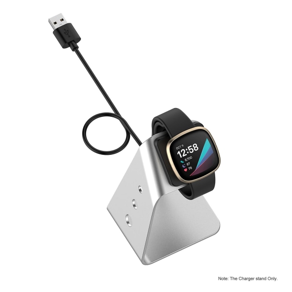 Magnetisk laddare Dock kompatibel med Fitbit Sense/versa 3 Laddningsställ Laddningskabel Dockningsstation Basvagga Smartwatch Tillbehör silver