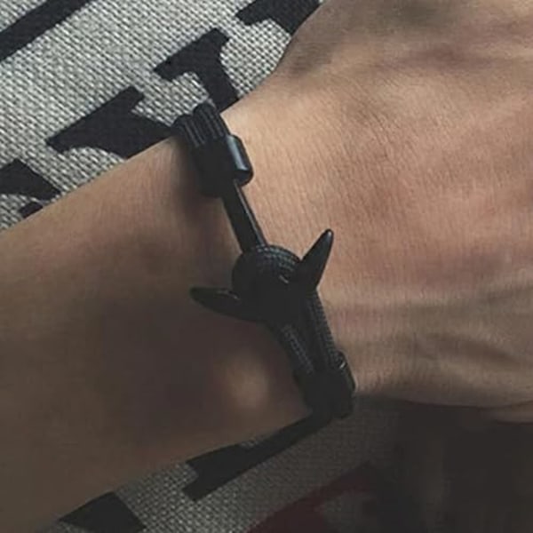 Marine Anker Armbånd Paracord Armbånd Wrap Metallkroker Nautisk Armbånd, Menn Kvinner Blå