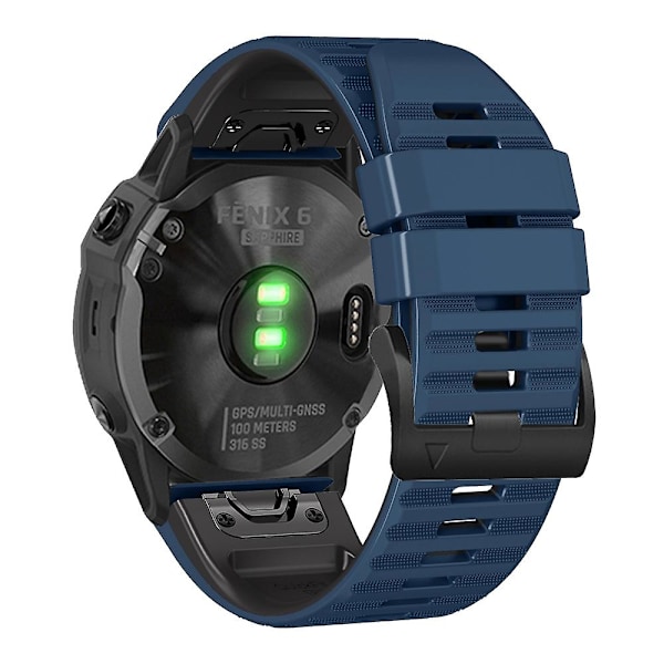 Silikoneurrem til Garmin Fenix 7X / 6X / 5X 26mm Midnight Blue   Black