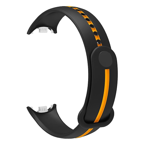 Myk silikon klokkestropp for Xiaomi Smart Band 8 tofarget justerbar håndleddsstropp med spenne Black  Yellow