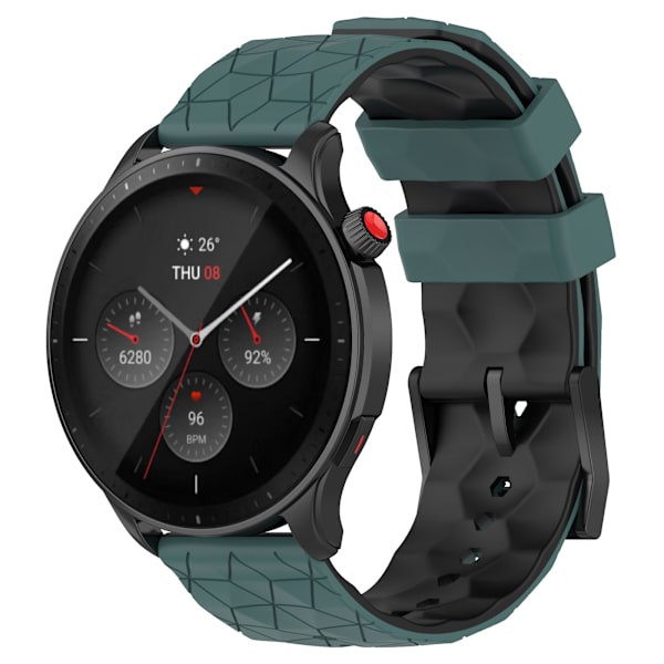 Huami Amazfit GTR 4 46mm:n rannekoru, jalkapallokuvioinen kaksiväri 22mm silikoniranneke Olive Green  Black
