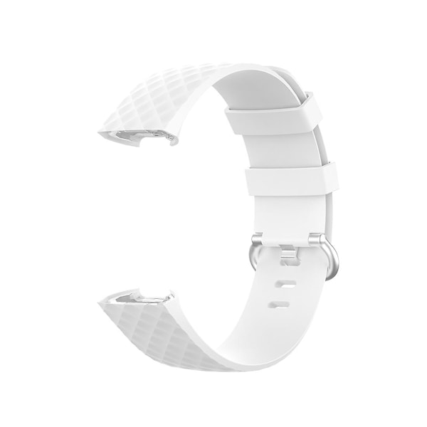 18mm Silverfärgat spänne TPU handledsrem armband för Fitbit Charge 4 / Charge 3 SE, Storlek: L White