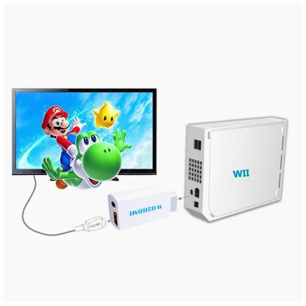 Wii til HDMI Converter 1080P for Full HD-enhet Wii HDMI-adapter med 3,5 mm lydkontakt og HDMI-utgang kompatibel
