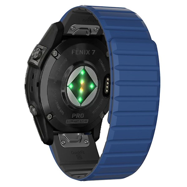 Til Garmin Fenix 5 / 5X / 6X / 7X Urrem 22mm Dual Color Silikone Smart Watch Rem Dark Blue  Black