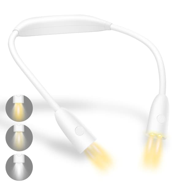 LED leselys - Hals, med 12 lysstyrker, for strikking, hekling, camping (hvit)