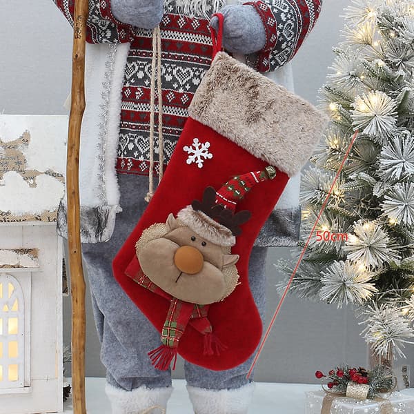 Julstrumpa 20 tum med vit plyschmjuk mudd (älg) Elk