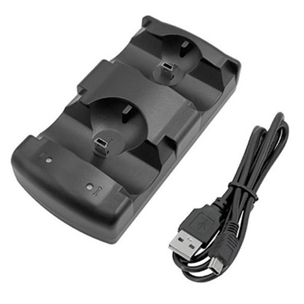 Kaksoislaturi USB-kaksoislataustehopohjalaturi PS3 Move -ohjaimelle ja mobiilinavigointiin