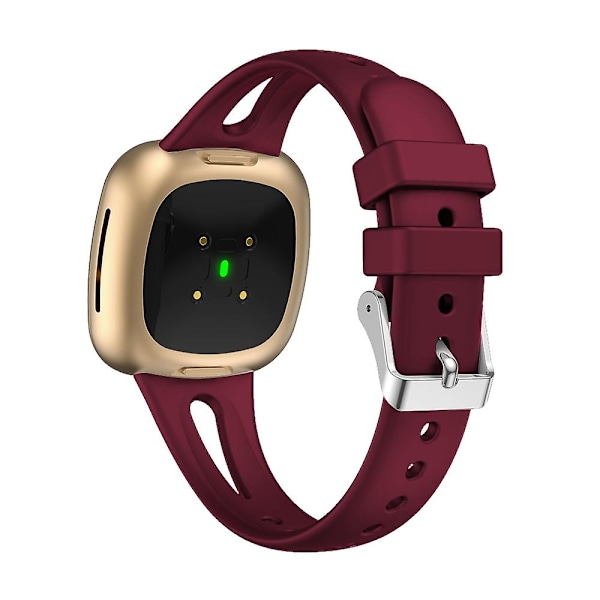 För Fitbit Versa 3/4 Silikon Armband, Storlek:S S Wine Red