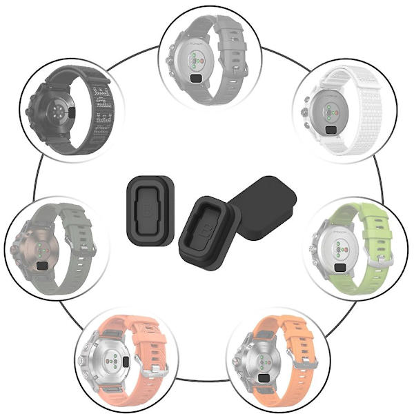 Dammskyddande laddningsportsskydd i silikonfodral - för Coros Pace 2/Vertix Smartwatch Black