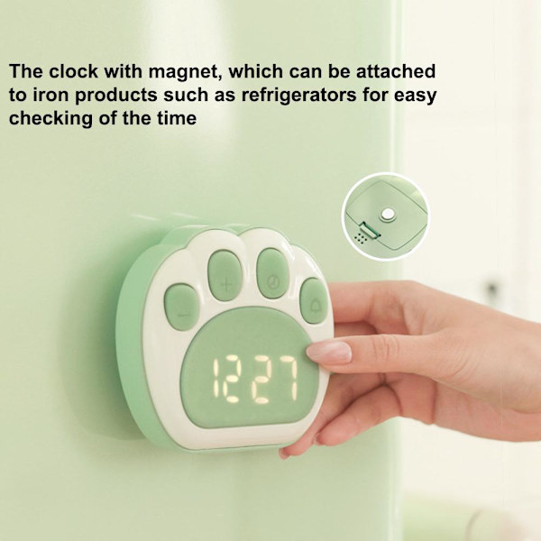 LED Cute Cat Claw Vækkeure Tre grupper Alarmerende Dato Tid Visning Elev Barn Bord Skrivebord Digitale ure Hjemmekontorindretning blue