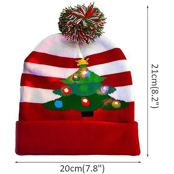 Led Julehue,,jule Led Strikket Lys Up Hat Unisex Vinter Beanie Sweater Cap B