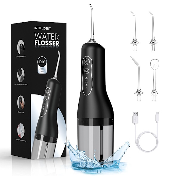 Suunhuuhtelulaite, 4 tilaa, 4 suutinkärkeä, vaihdettava 260 ml:n vesisäiliö (musta)