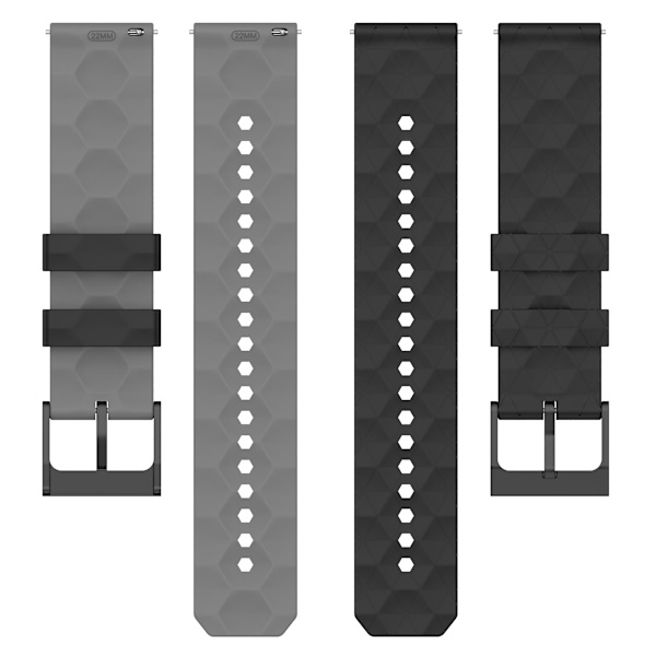 Klockarmband för Huami Amazfit GTR 4 46mm, fotbollsmönster tvåfärgat 22mm silikonklockarmband Black  Grey