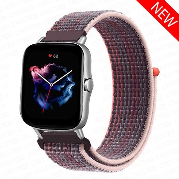 20 mm 22 mm watch för Amazfit Gts/2/2e/4/3/mini Gtr 4/2/3/ pro 47 mm Stratos 3 nylon Pulseira Correa Amazfit bipsband 20mm erry Purple