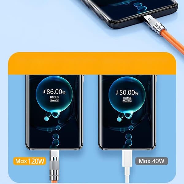 120w Type C-kabel for lading og dataoverføring til Type-c-smarttelefon Yellow