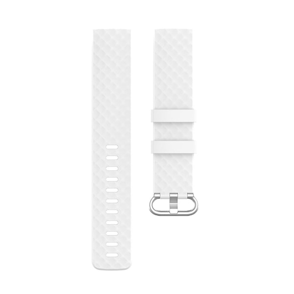 18mm Silverfärgat spänne TPU handledsrem armband för Fitbit Charge 4 / Charge 3 SE, Storlek: L White