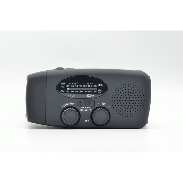 Allt-i-ett Solar Handvev Generator Radio Ficklampa Mobiltelefon Laddning Nödläge black