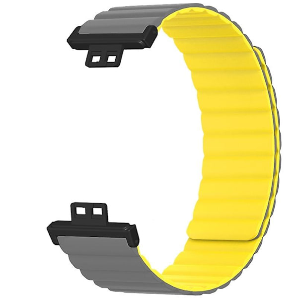 Magnetisk silikonrem erstatningsklokkebånd for Huawei Watch Fit / Watch Fit Special Edition Grey Yellow