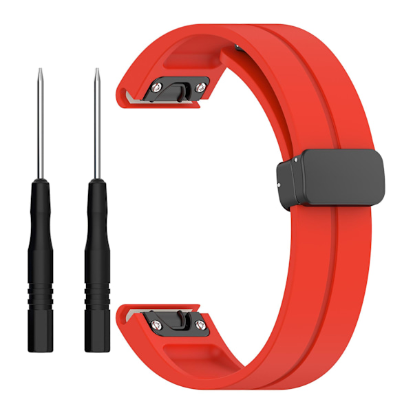 Svart spänne 22mm silikonband klockarmband för Garmin Fenix 7/forerunner 965/955/945/935 Red