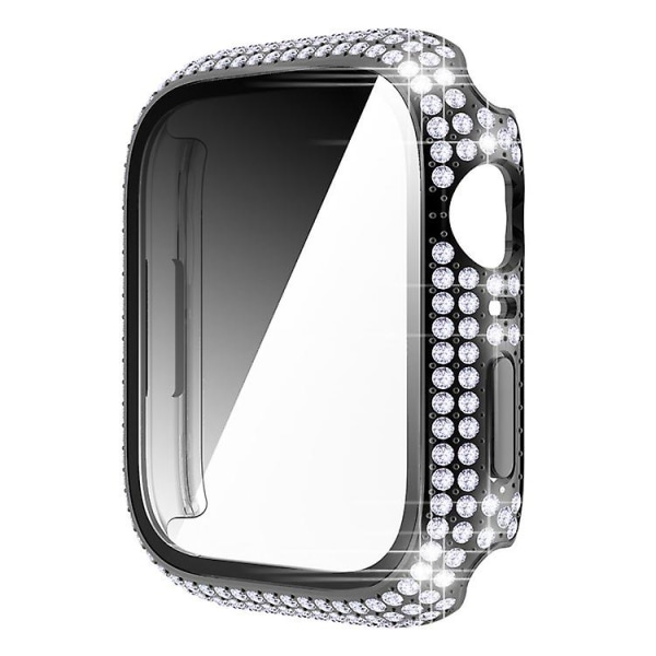 Cover Apple Watch case 45mm 41mm 40mm 44mm Lisävarusteet Diamond Näytönsuoja Karkaistu lasi Iwatch Series 7 3 4 8 5 6 Se 44mm series 654SE black